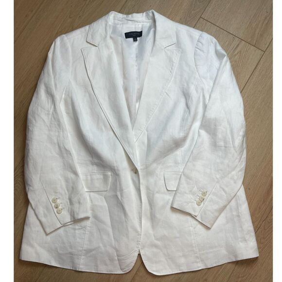 Talbots White Linen Blazer – Plus Size 14W - Picture 1 of 5